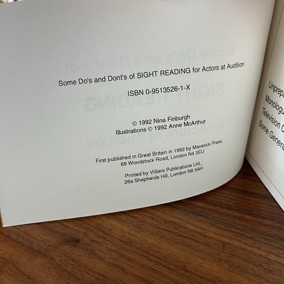 Some Do's and Dont's of Sight Reading for Actors at Audition 1992 Nina Finburgh - Picture 5 of 10